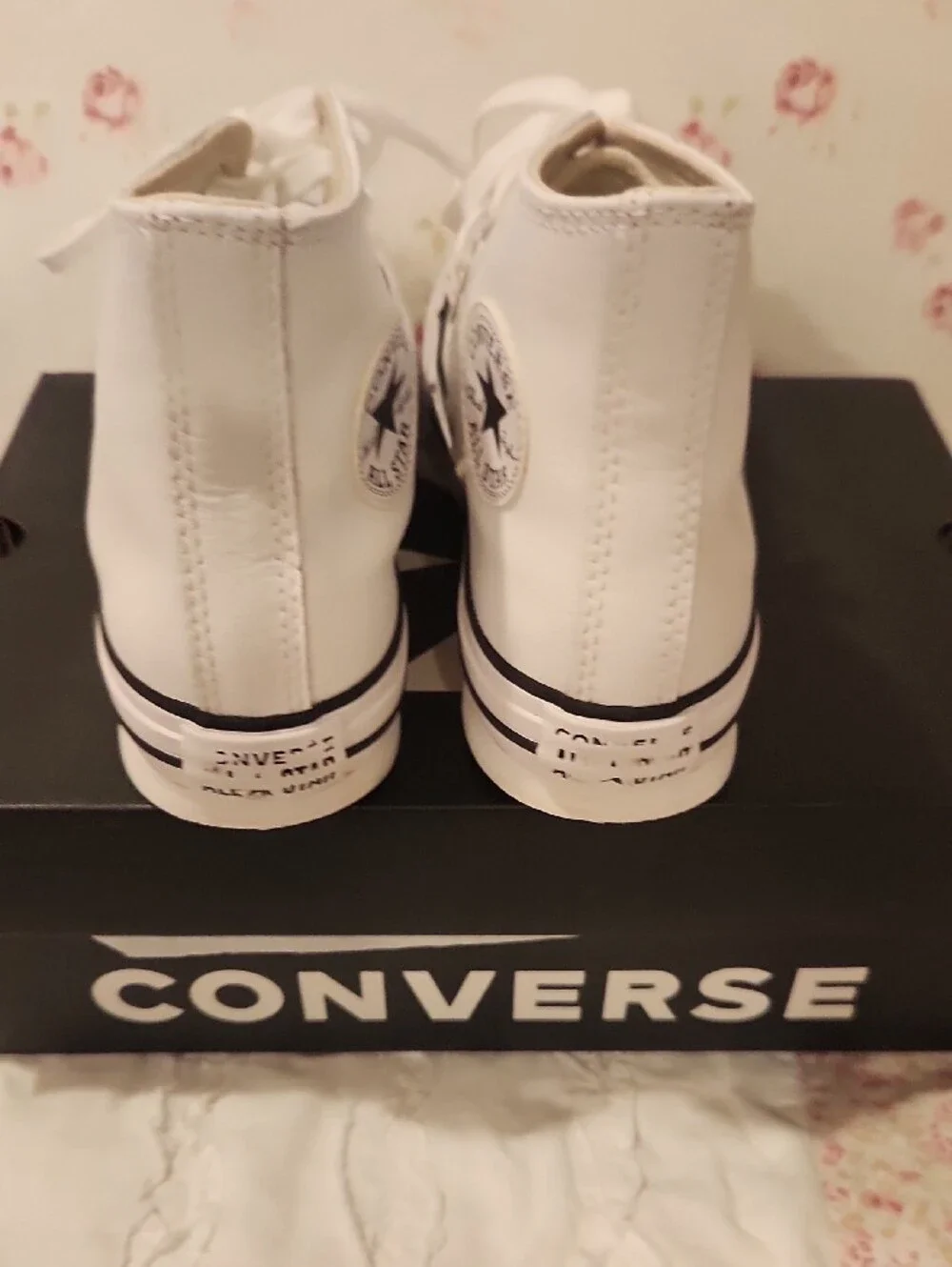 Like New Converse White High Top Sneakers with Black Trim